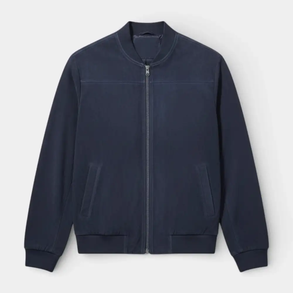 High Neck Zip Front Lightweight Bomber Jacket