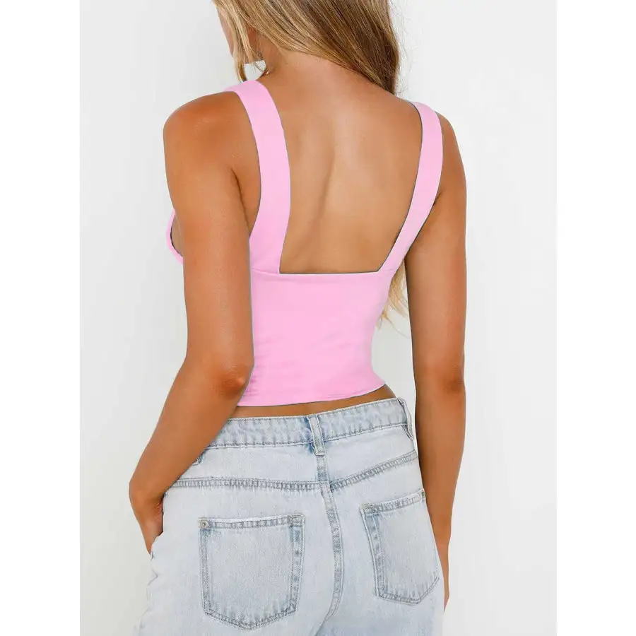 Wide Strap V Neck Tank
