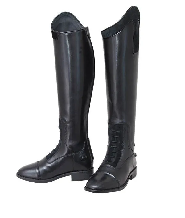Back Zip Suede Trim Tall Riding Boots