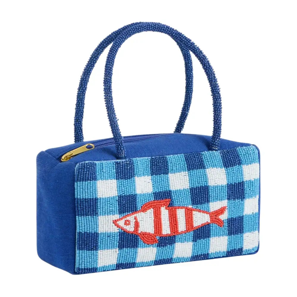 Blue Fish Beaded Mini Handbag