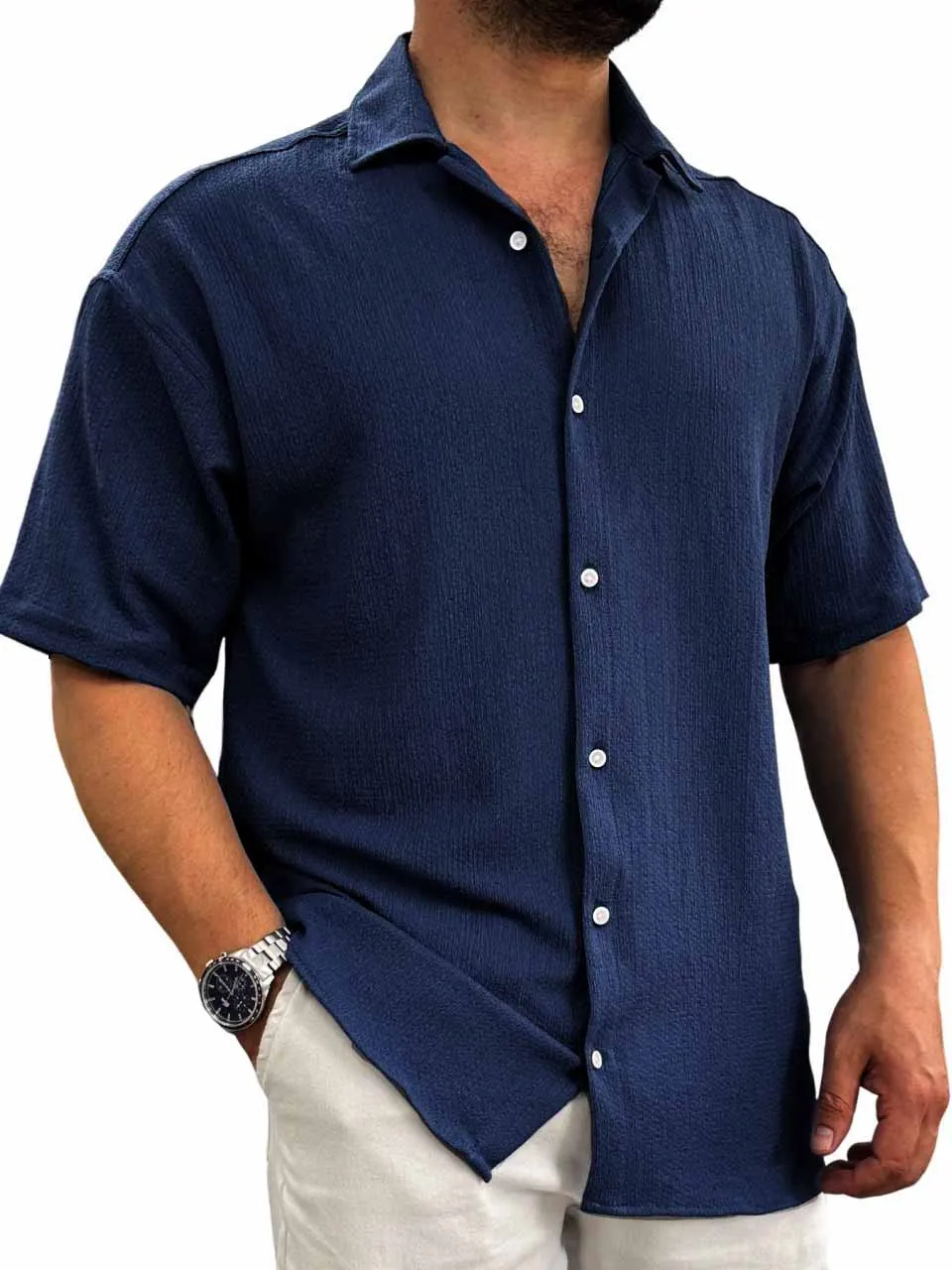 Layered Short Sleeve Button Front Shirt