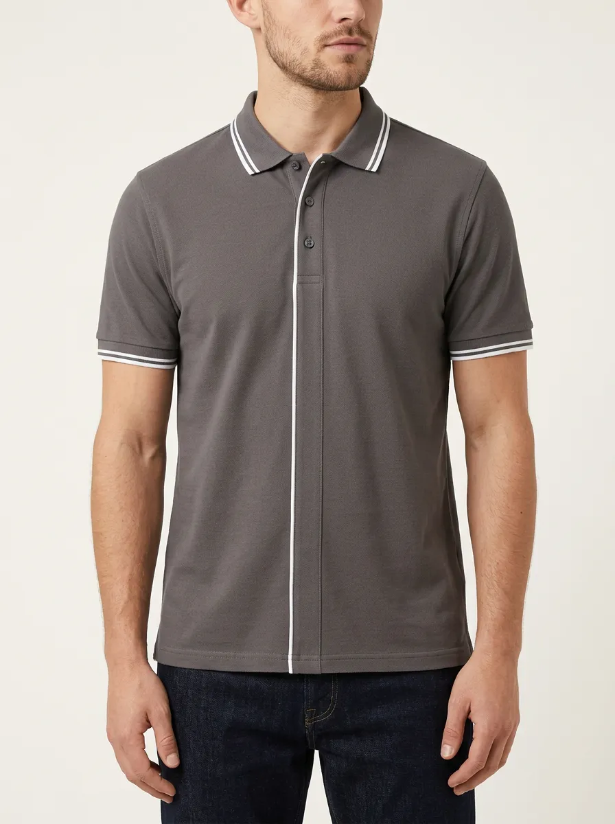 Men's Classic Comfort Striped Collar Polo Shirt
