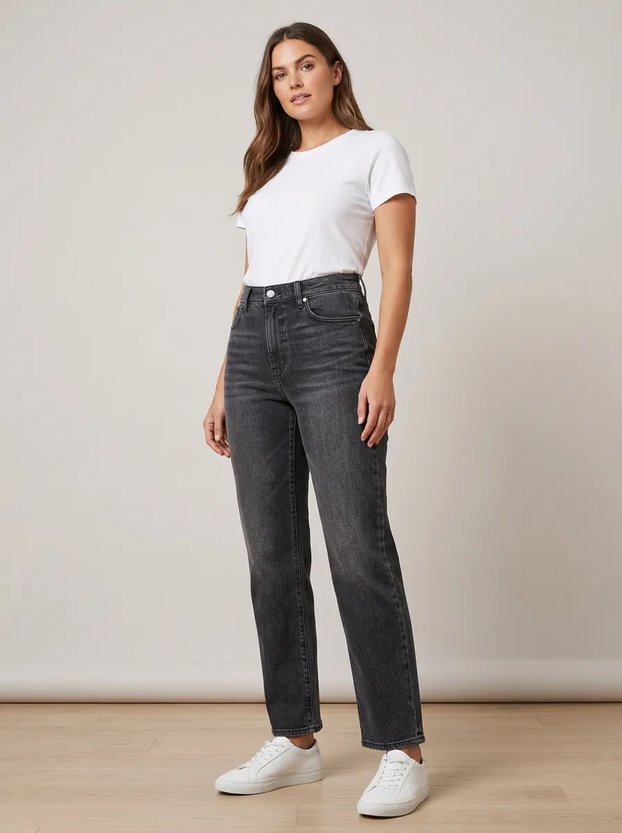 High-Rise Washed Denim Casual Denim Jeans