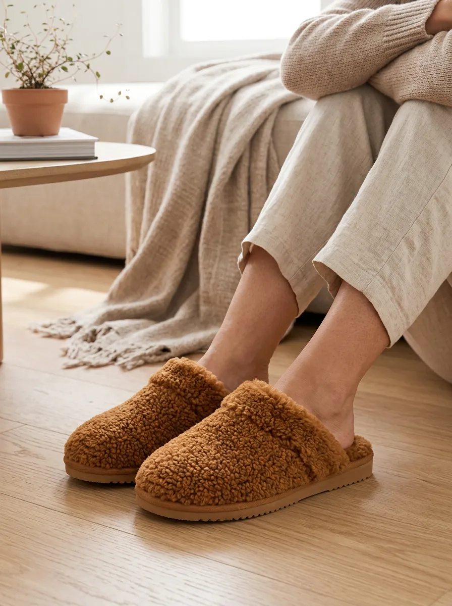 Women's Faux Fur Sherpa Indoor Slippers