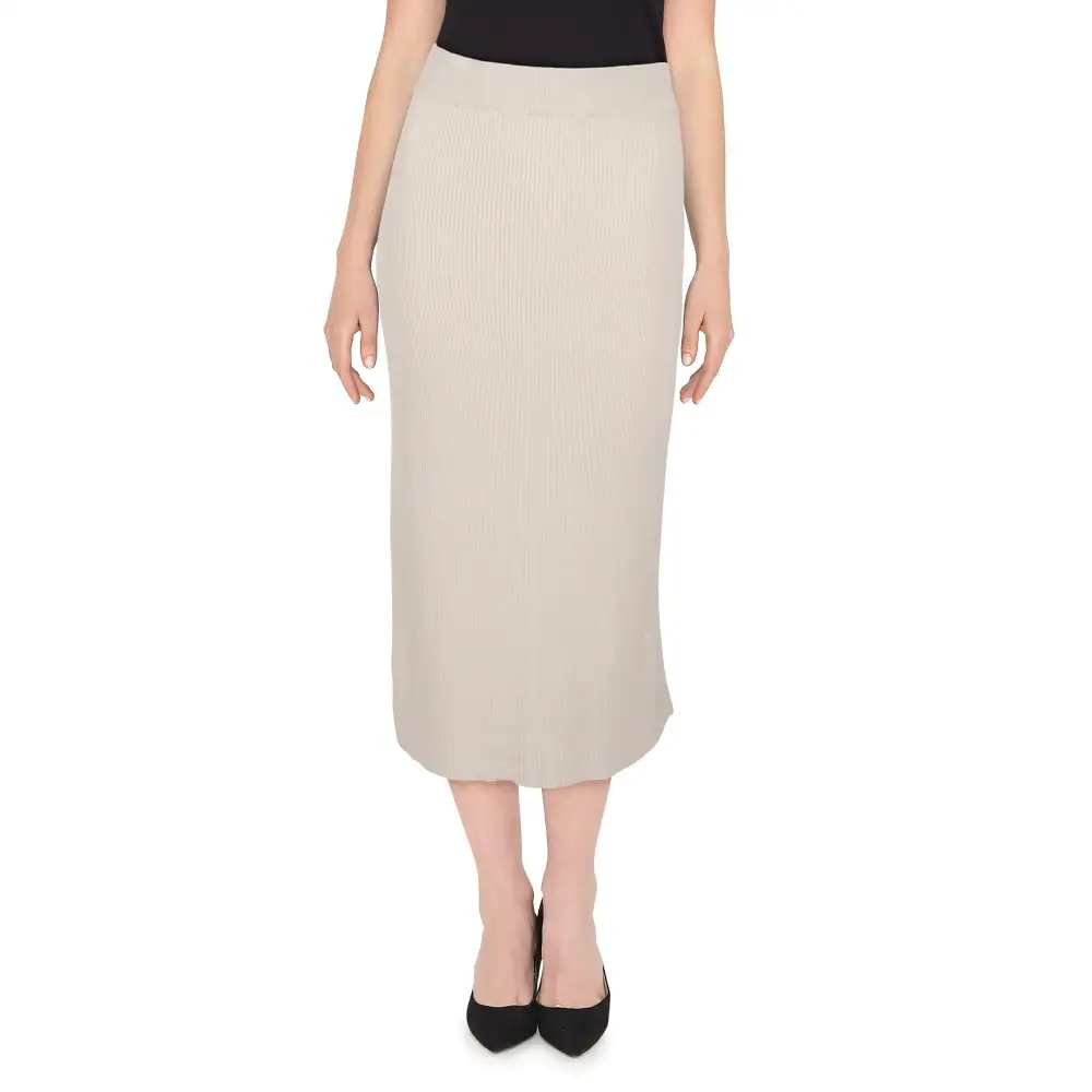 Ribbed Slit Maxi Skirt