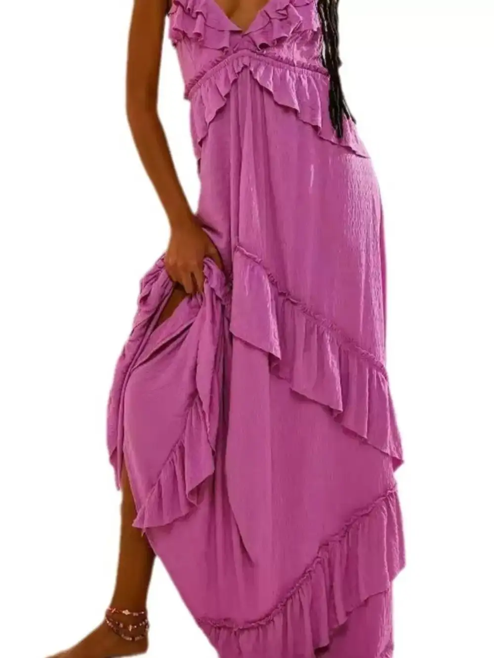 Halter Ruffled Maxi Dress