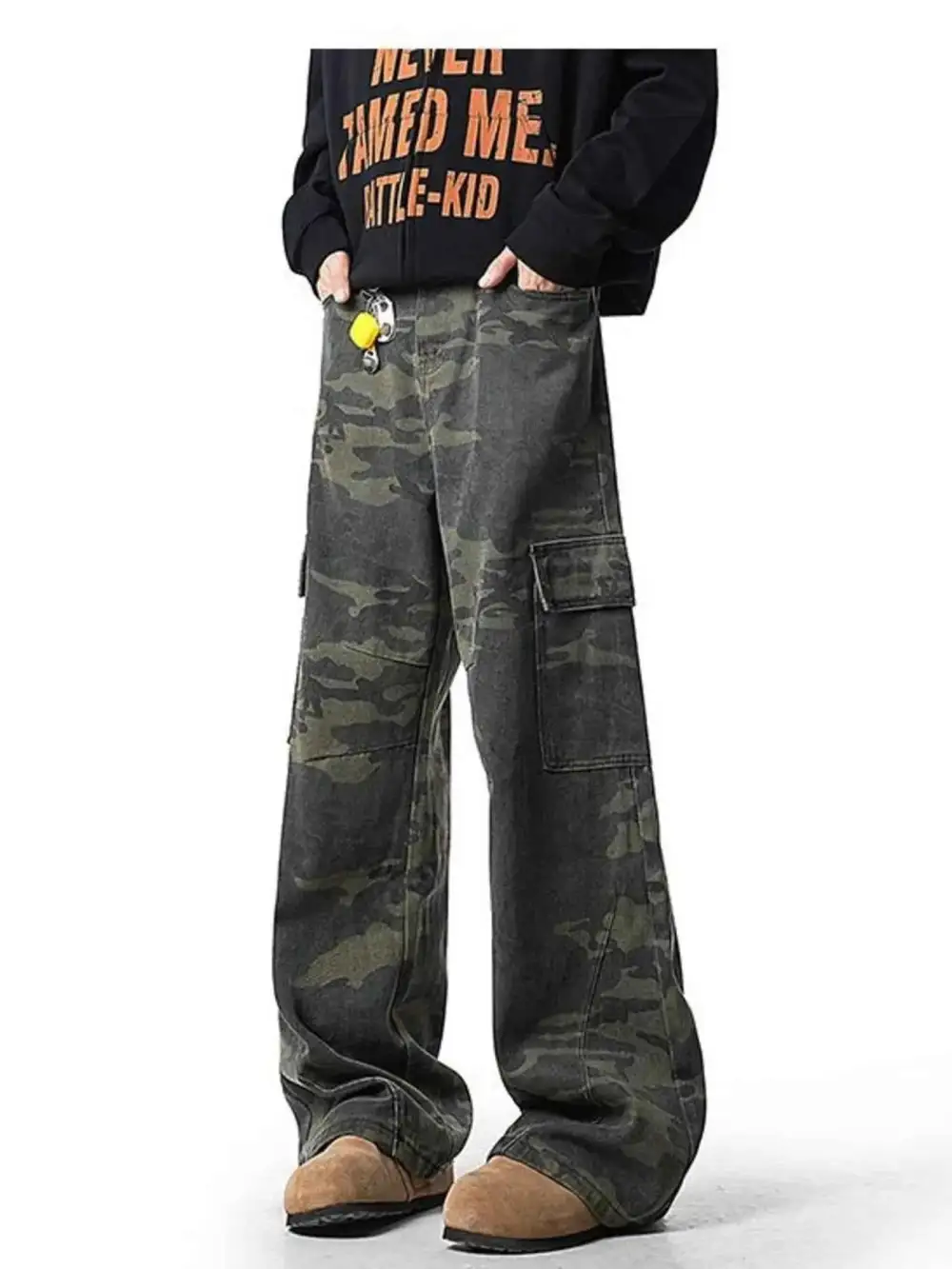 Wide Leg Camouflage Cargo Pants