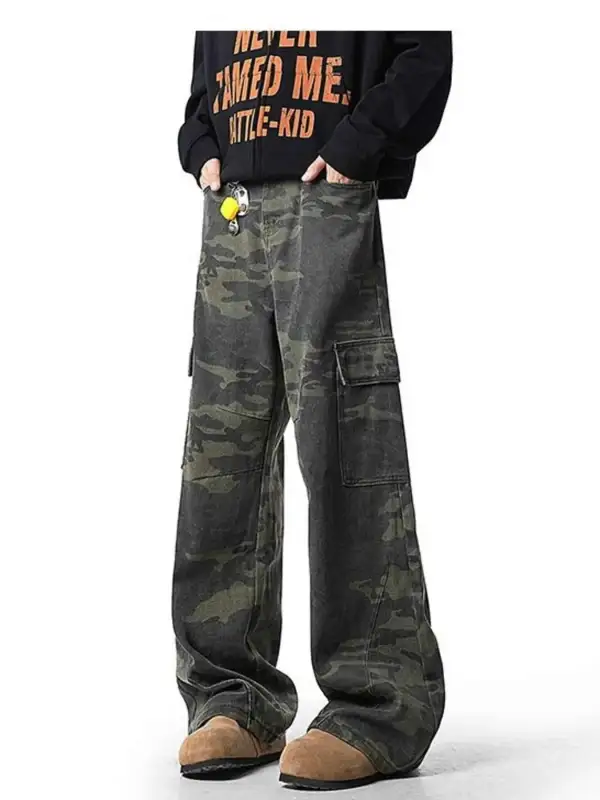 Wide Leg Camouflage Cargo Pants