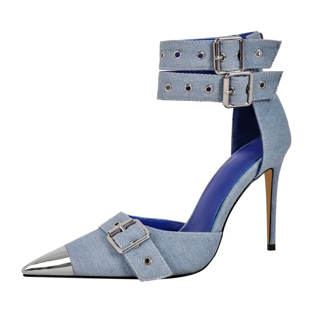 Modern Pointed Toe Stiletto Ankle Strap Pumps