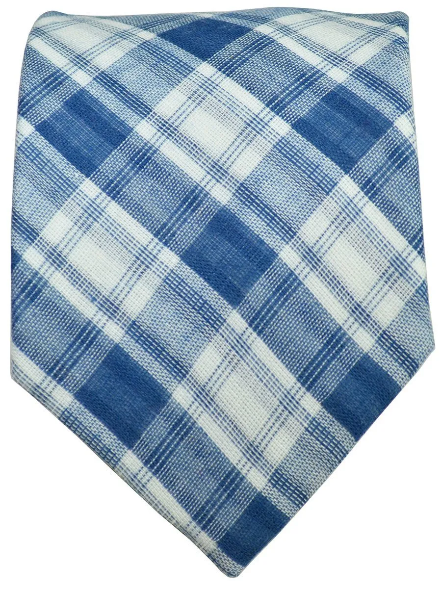 Modern Cotton Plaid Men's Necktie With Pocket Square