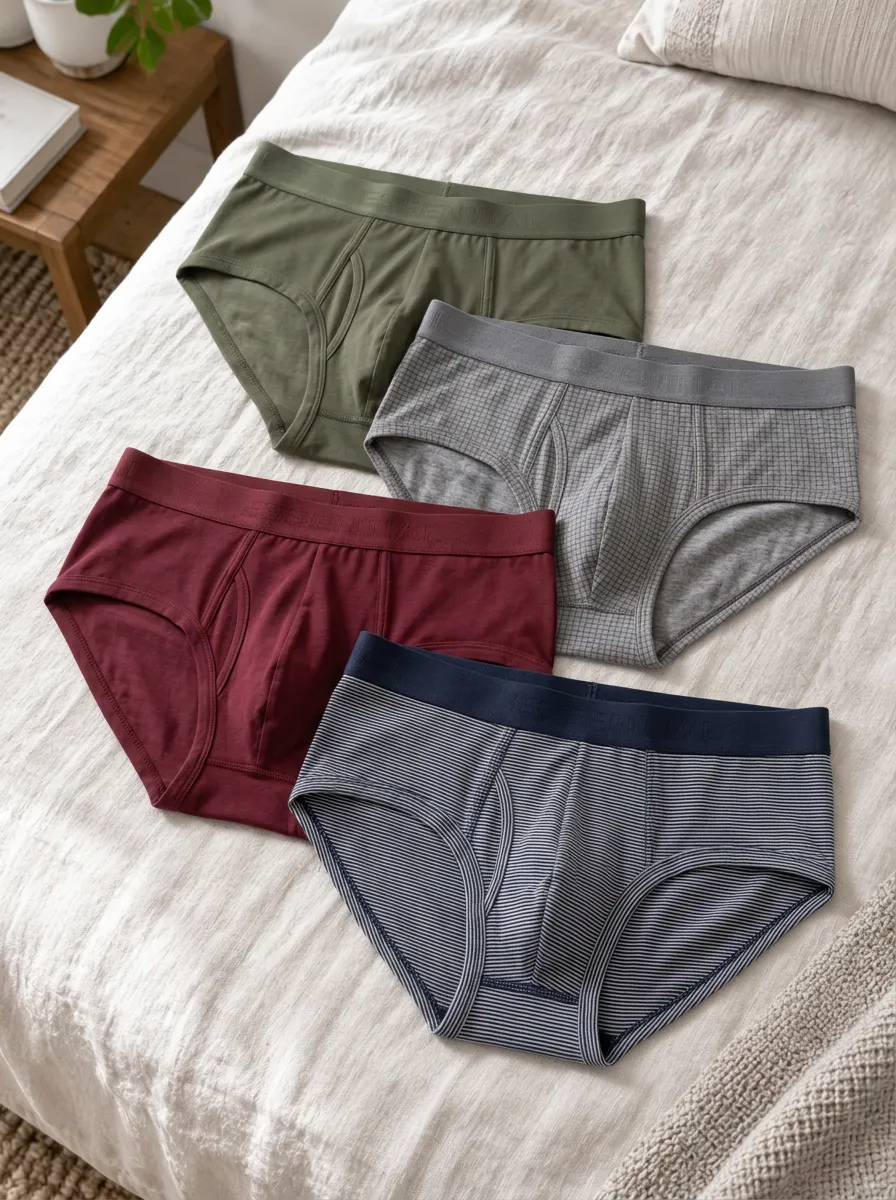 Men's Multi-Pattern Solid Striped Plaid Printed Briefs 4-Pack