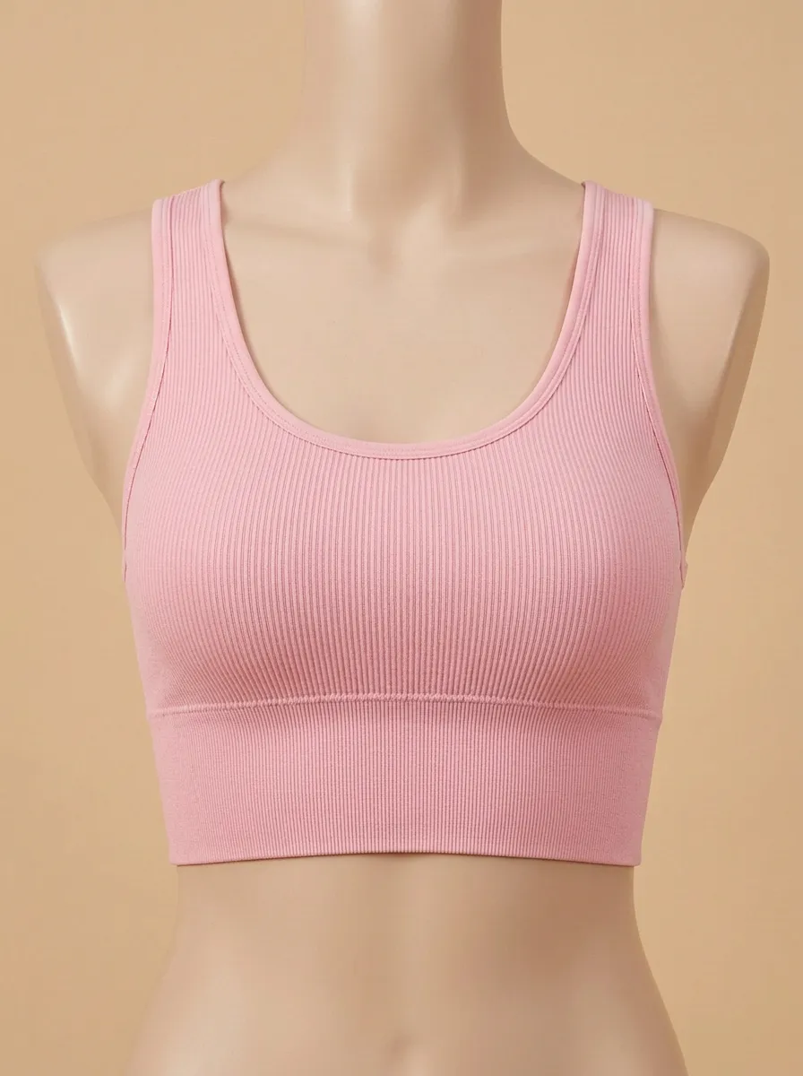 Women's Scoop-Neck Ribbed Athletic Crop Top