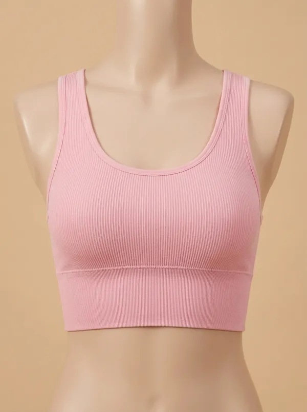 Women's Scoop-Neck Ribbed Athletic Crop Top