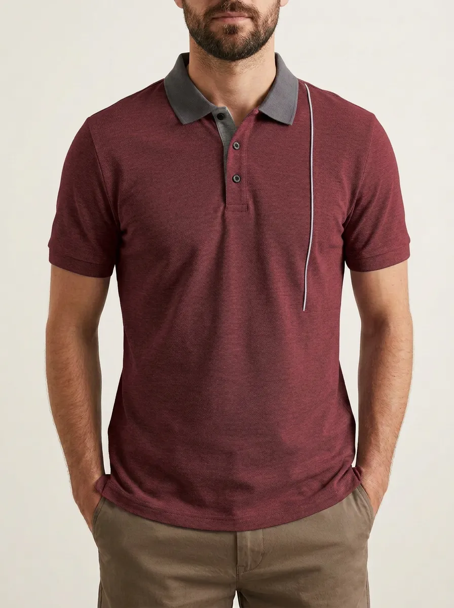 Men's Classic Relaxed Fit Vertical Stripe Printed Polo Shirt