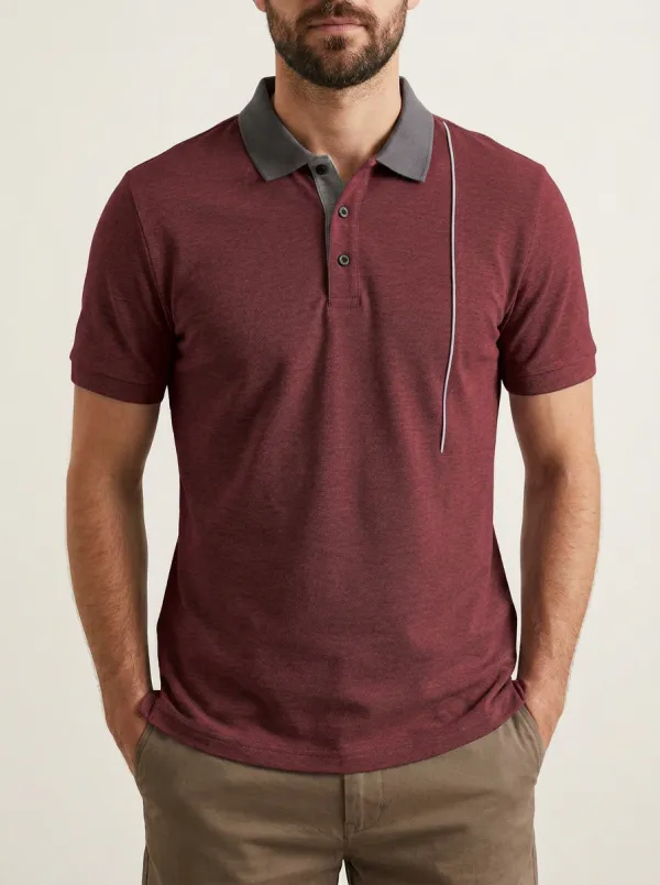 Men's Classic Relaxed Fit Vertical Stripe Printed Polo Shirt