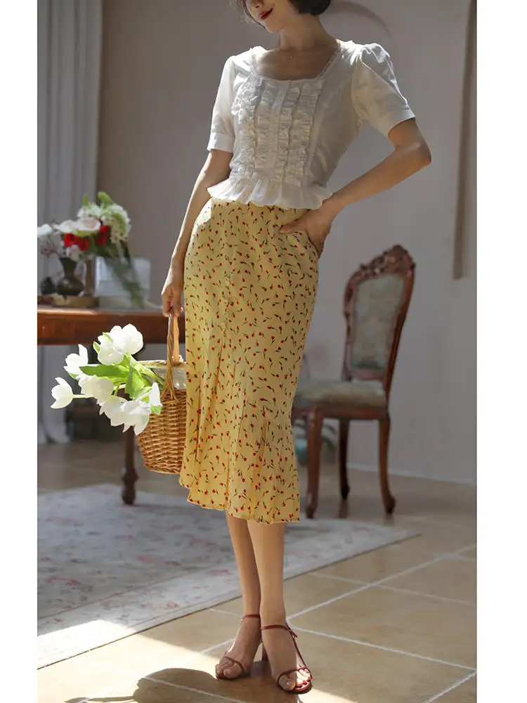 Chic Carry Everyday Casual Floral Skirt