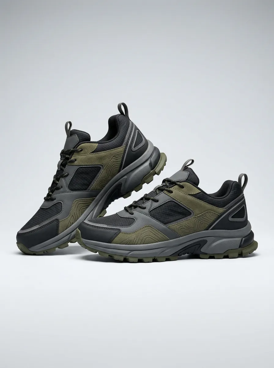 Minimal Hiking-Inspired Topographic Casual Sneakers