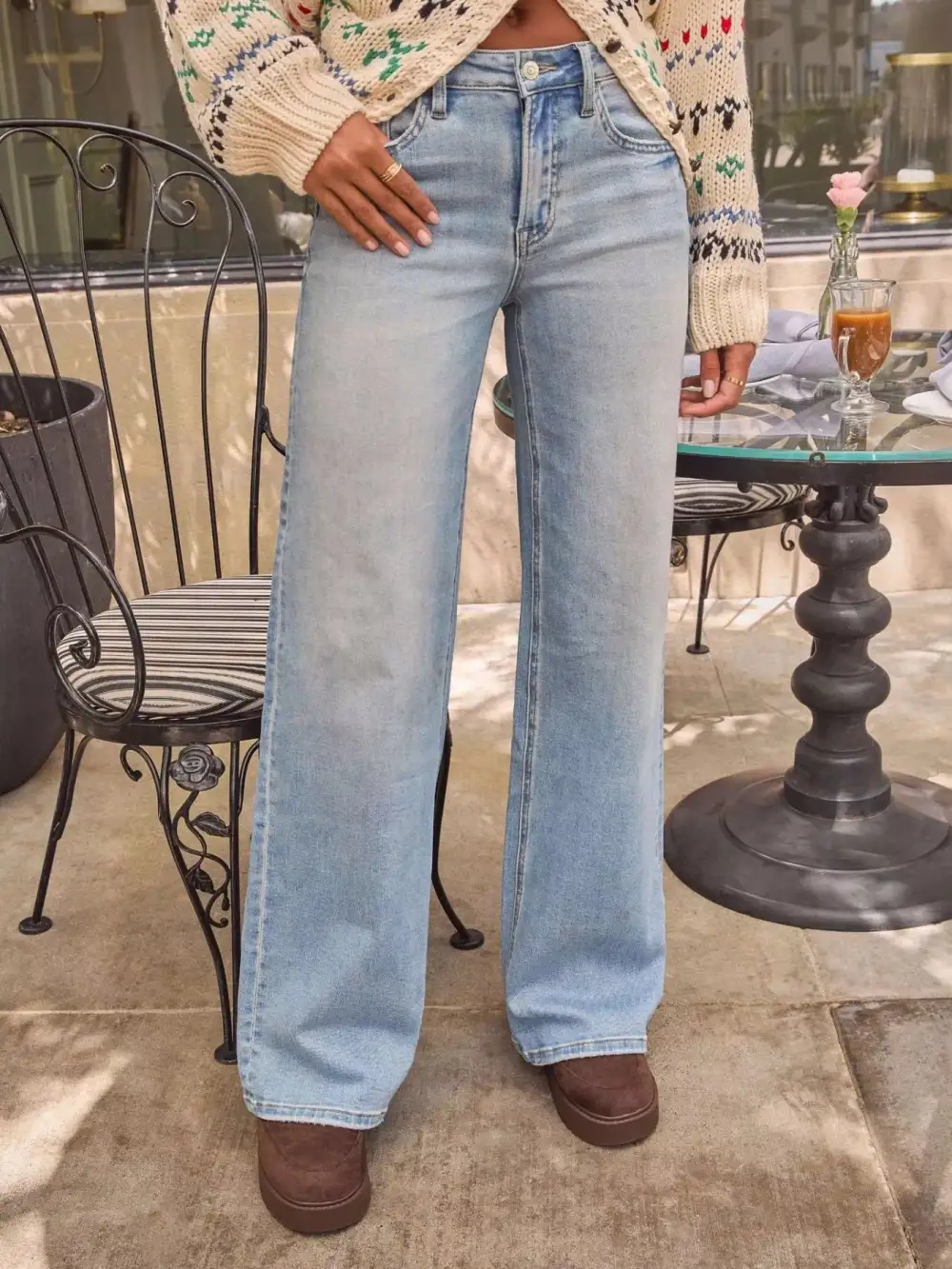 Washed Wide Leg Jeans Denim Pants For Women