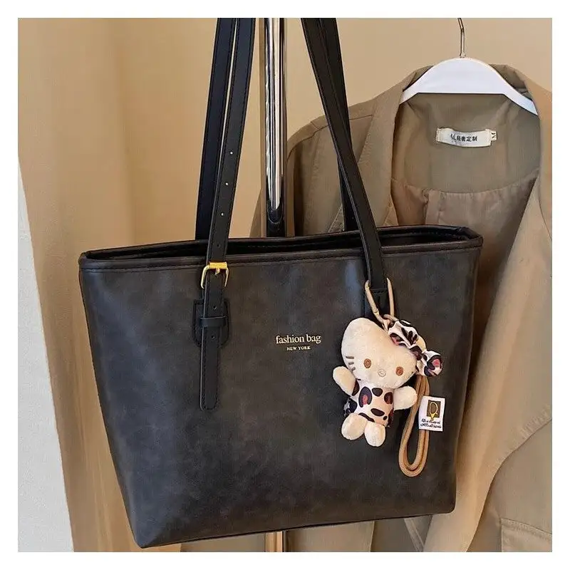Structured Vintage Crossbody Satchel with Charm