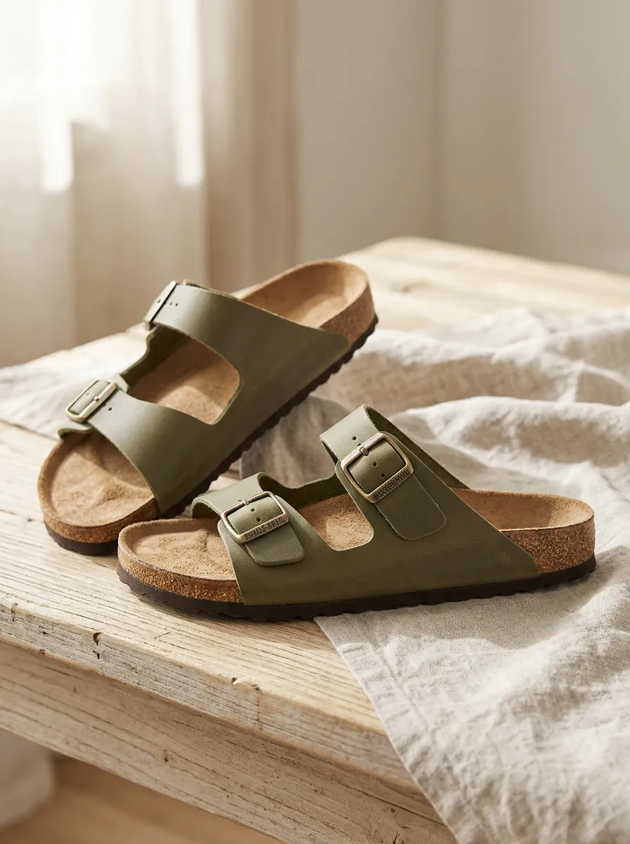 Unisex Two-Strap Buckle Classic Cork Footbed Sandals