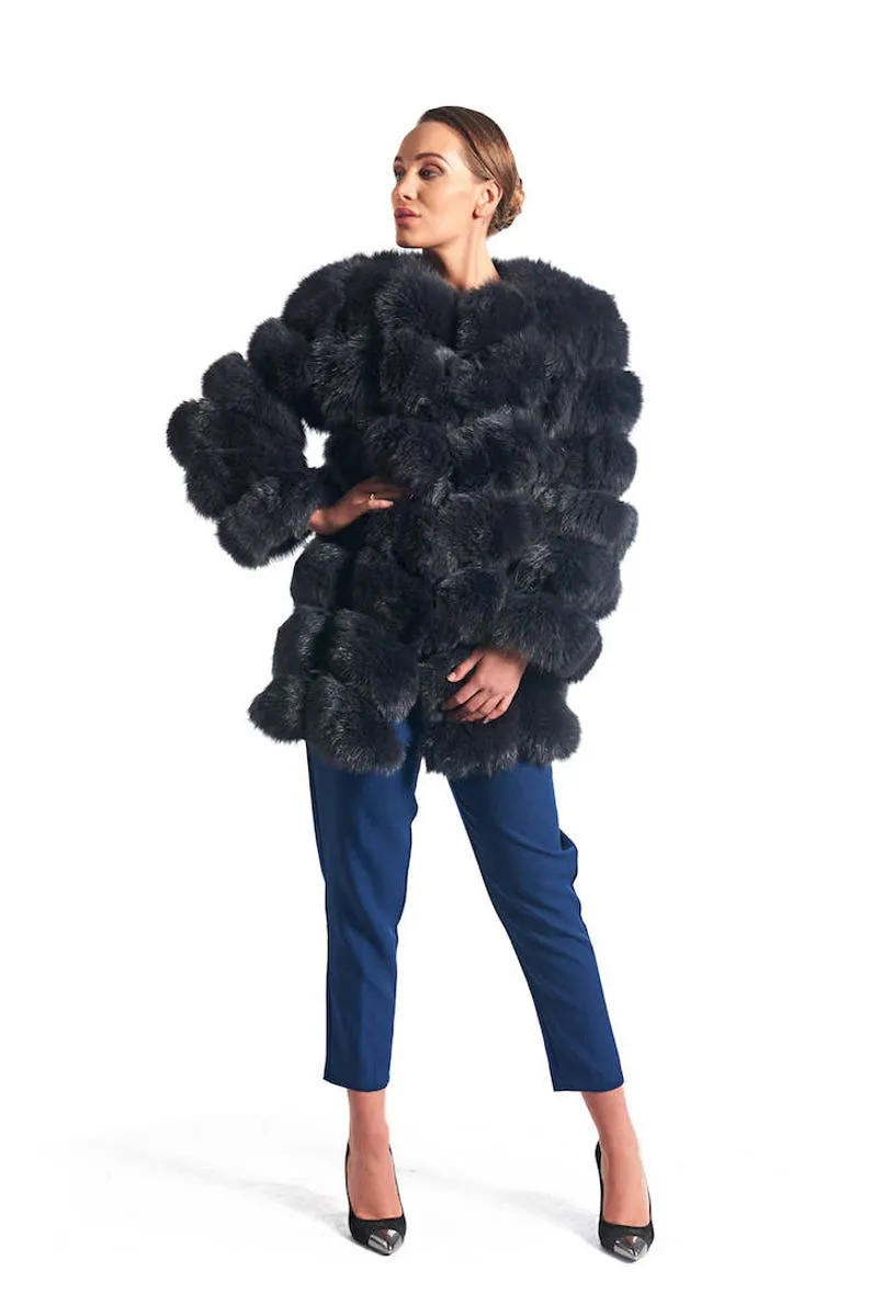 Dark Grey Fox Fur Coat Women’s