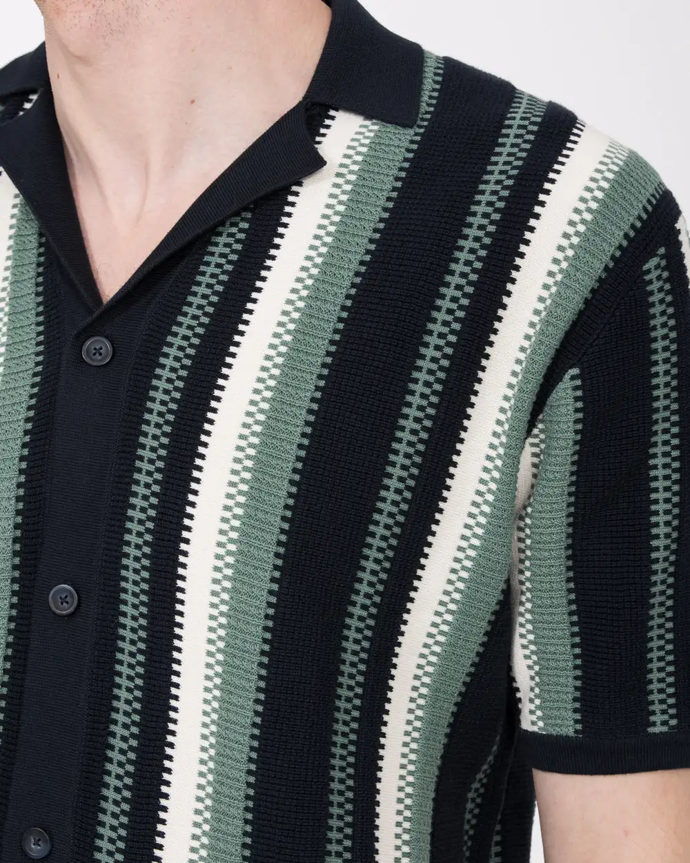 Easygoing Knitted Stripe Button Shirt