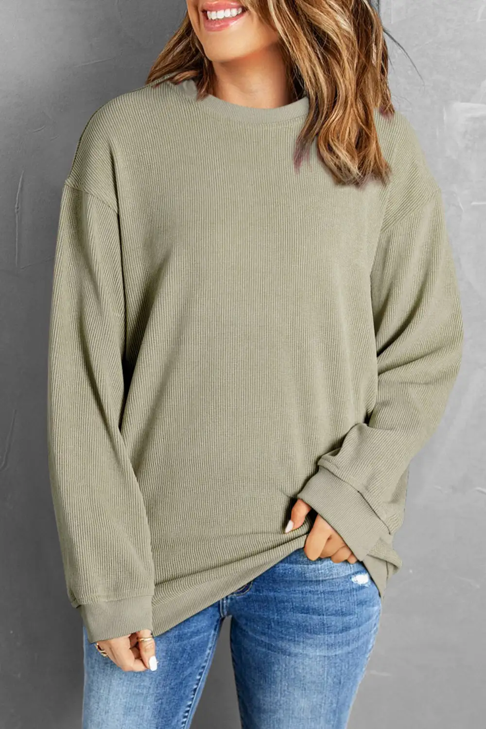 Everyday Ribbed Crewneck Sweatshirt