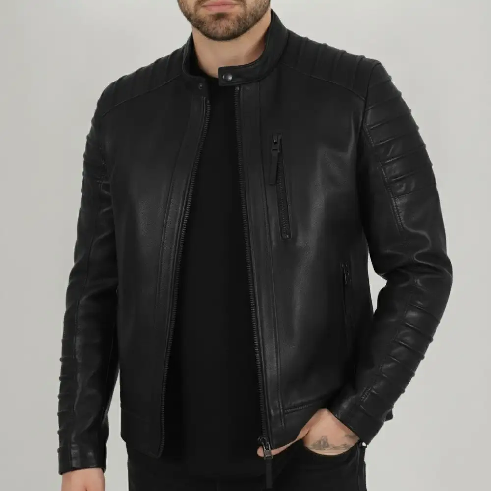 Classic Lambskin Biker Motorcycle Quilted Jacket