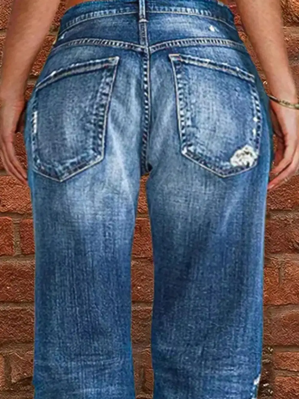 Floral Stretch Distressed Denim Jeans