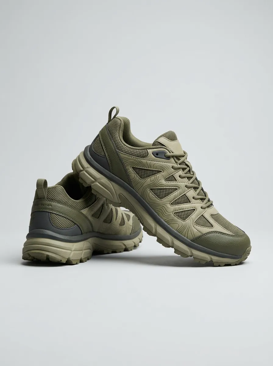 Trail-Inspired Look Hiking-Inspired Topographic Casual Sneakers