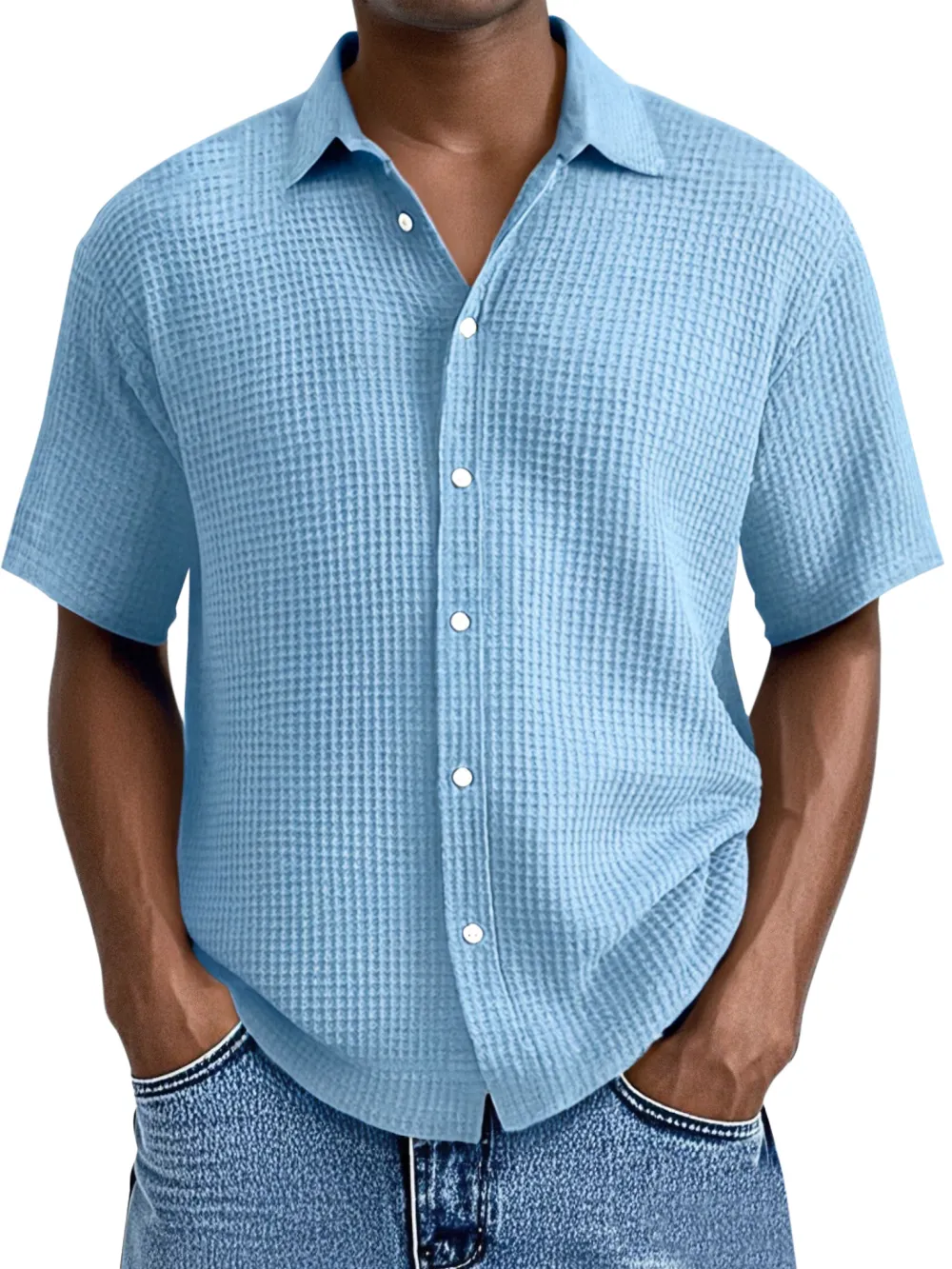 Relaxed Textured Knit Button Front Shirt