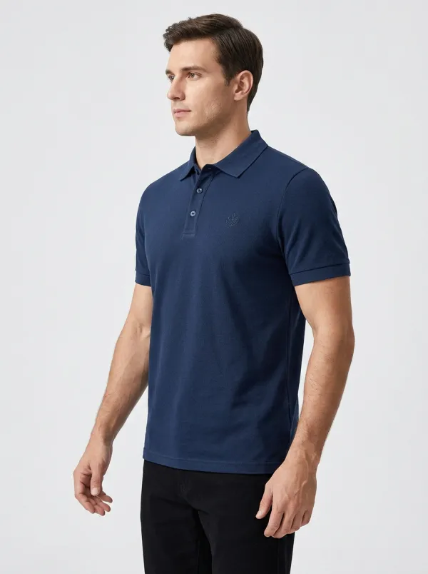 Leaf-Detail Embroidered-Detail Men's Polo Shirt