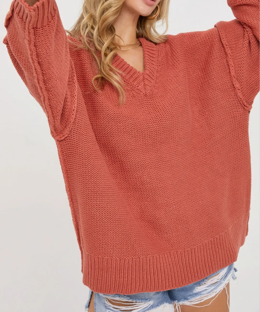 V Neck Oversized Sweater