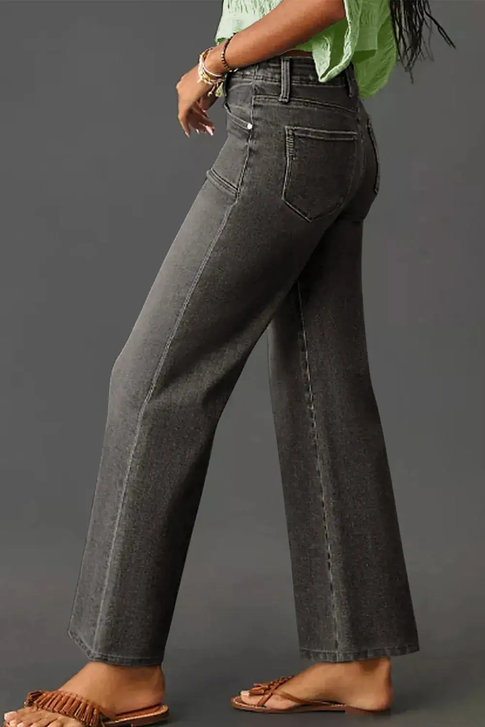 High Waisted Wide Leg Vintage Wash Denim Jeans