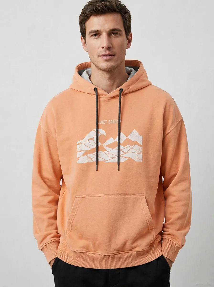 Men's Quiet Energy Mountain Wave Graphic Print Hoodie