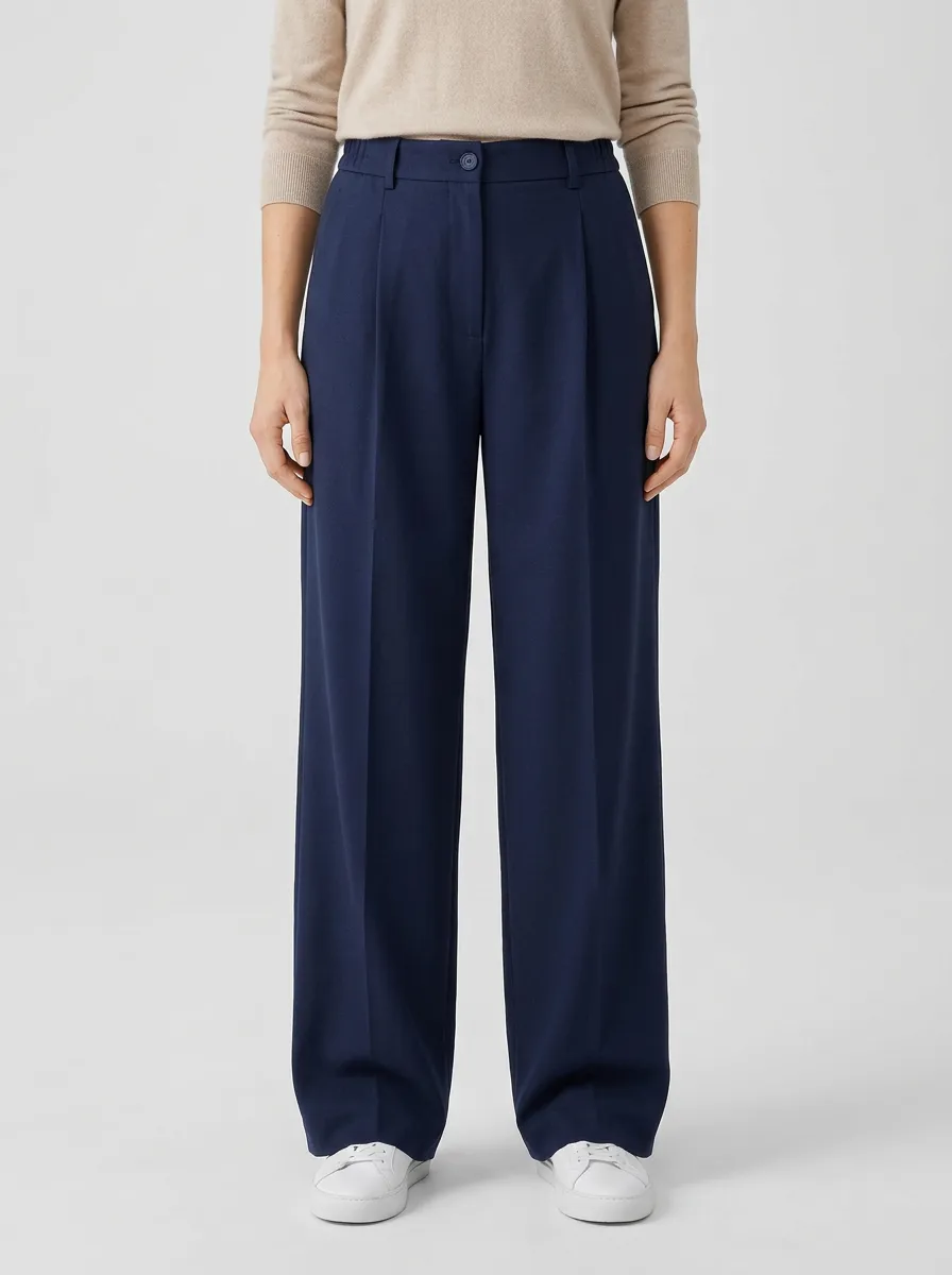 Classic Printed Wide-Leg Trousers