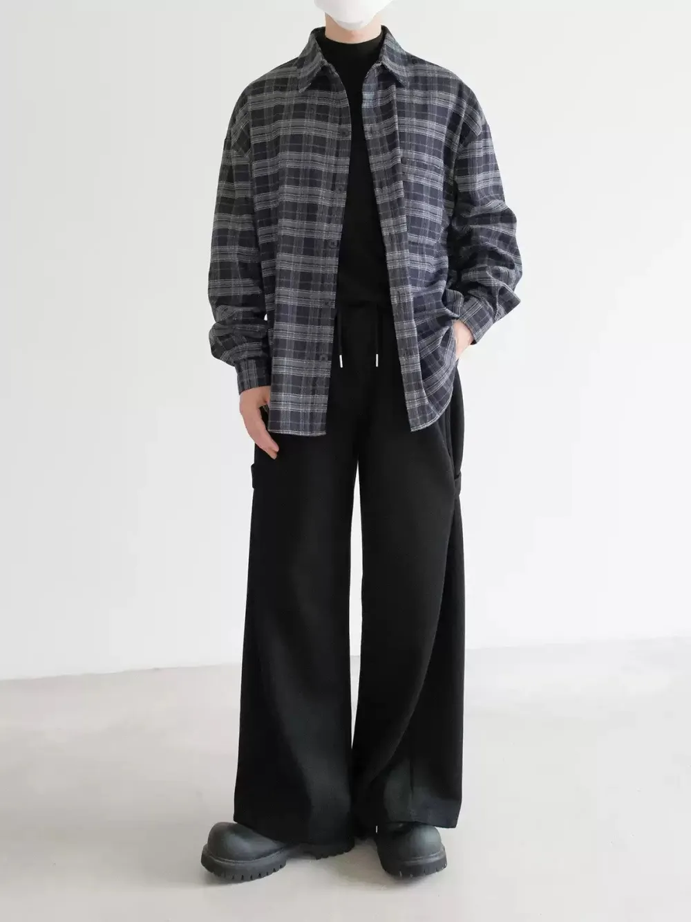 Button-Front Plaid Shirt
