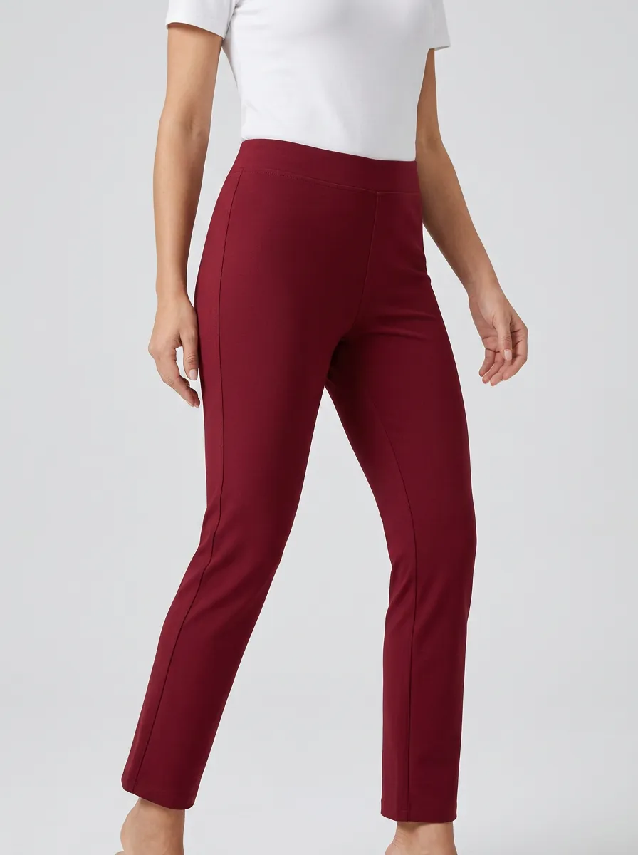Polished High-Stretch Casual Mid-Rise Stretch Pants