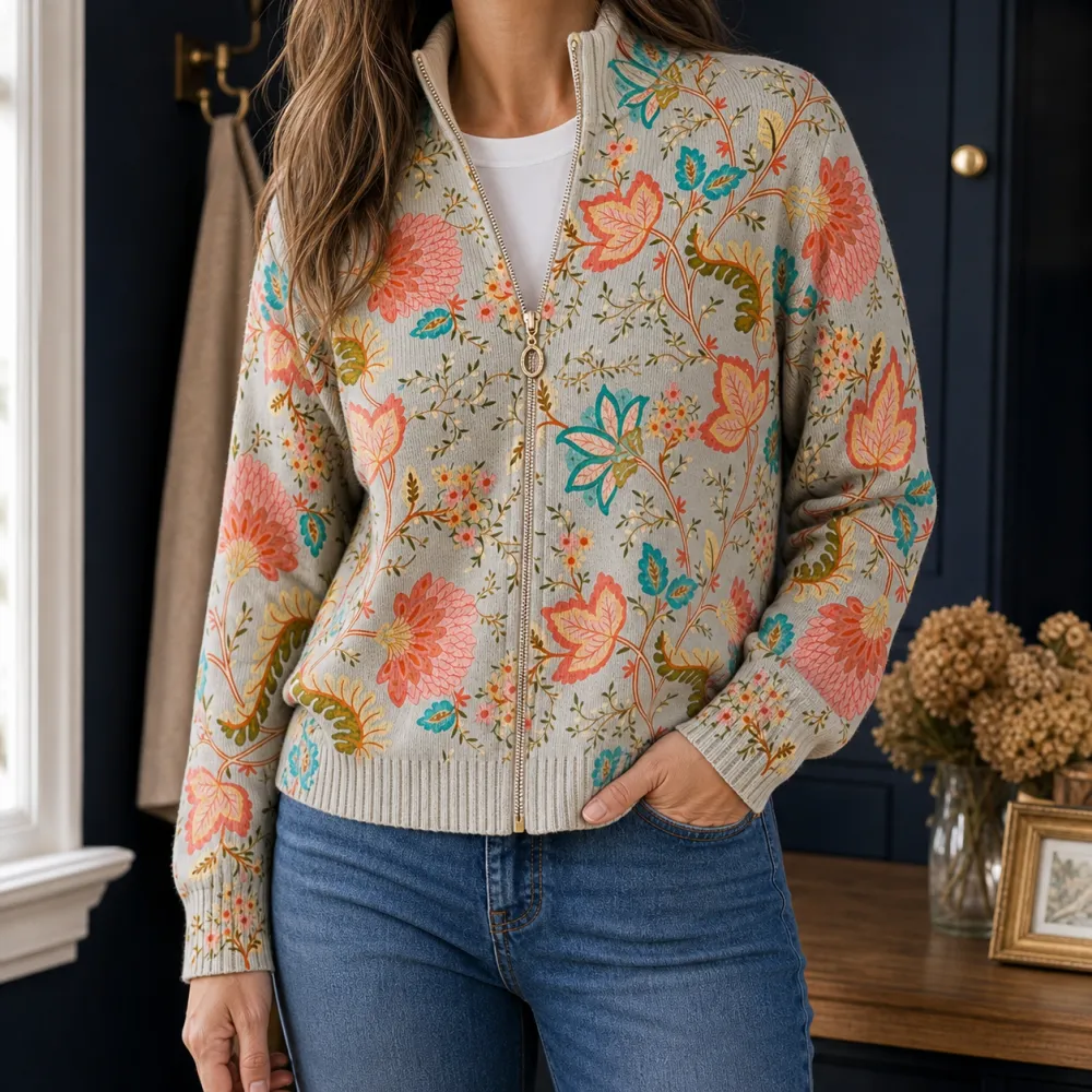 Floral Ribbed Sweater