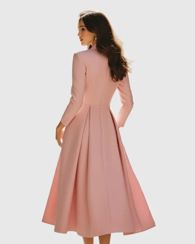 Elegant Pleated Blazer Midi Dress