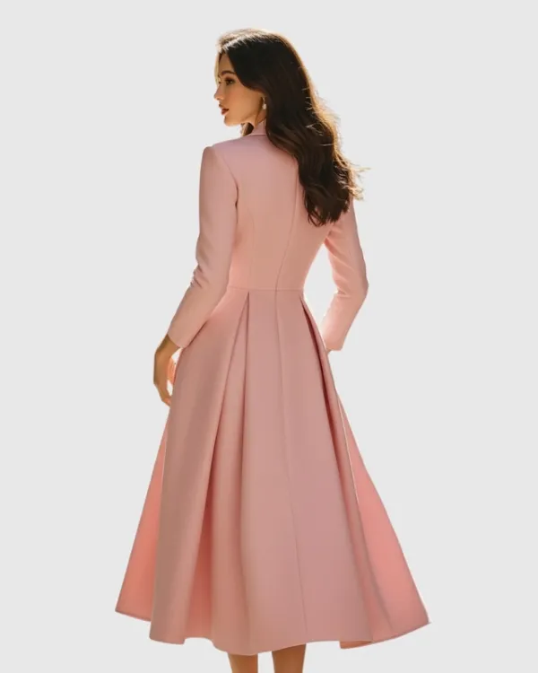 Elegant Pleated Blazer Midi Dress
