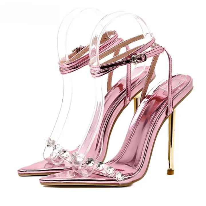 Metallic Sparkle Ankle-Strap Pumps