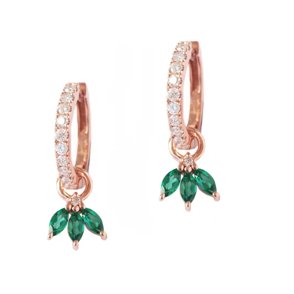 Hoop Earrings With Marquise Drop Huggie Earrings