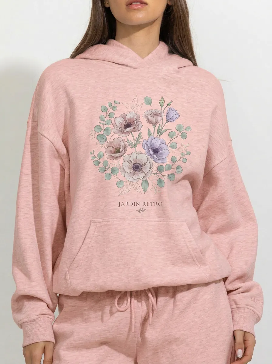 Women's Botanical Floral Jardin Retro Printed Hoodie
