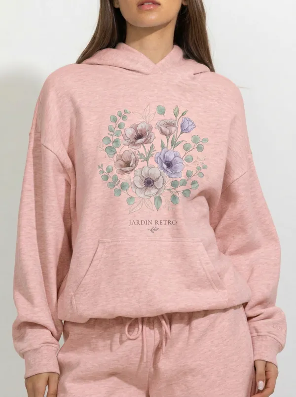 Women's Botanical Floral Jardin Retro Printed Hoodie