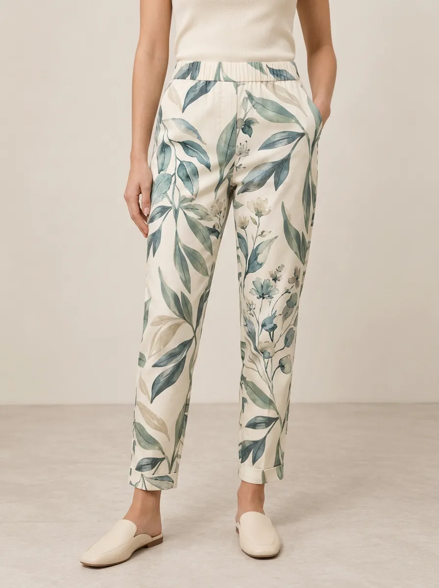 Women's Botanical Floral Printed Pants
