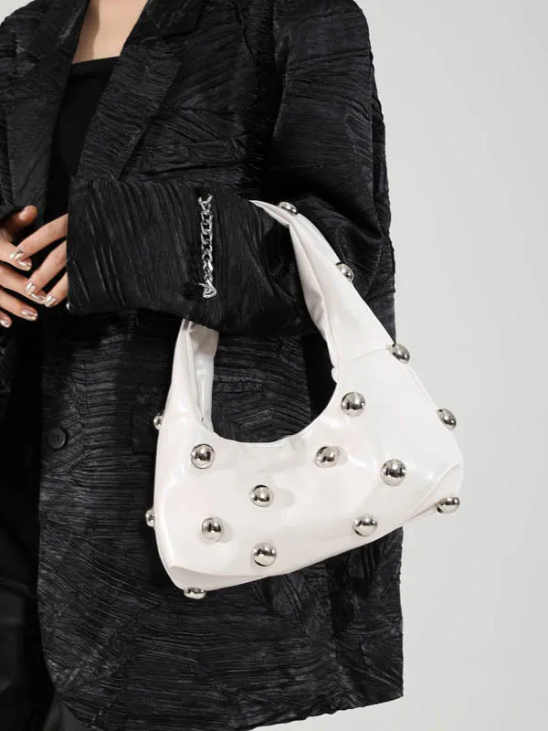 Geometric Rivet Compact Shoulder Bag