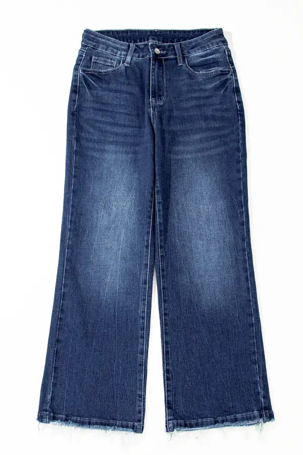 Women's Mineral Wash Raw Hem High Waist Flared Jeans