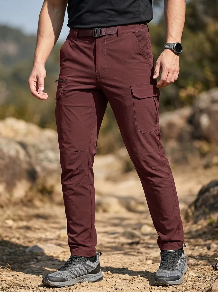 Men's Multi-Pocket Quick-Dry Belted Flap-Pocket Cargo Pants