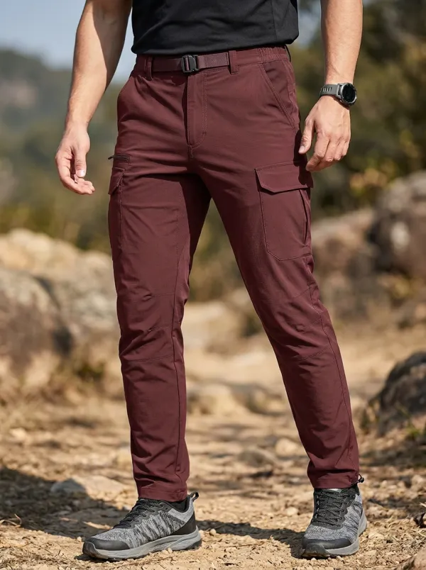Men's Multi-Pocket Quick-Dry Belted Flap-Pocket Cargo Pants